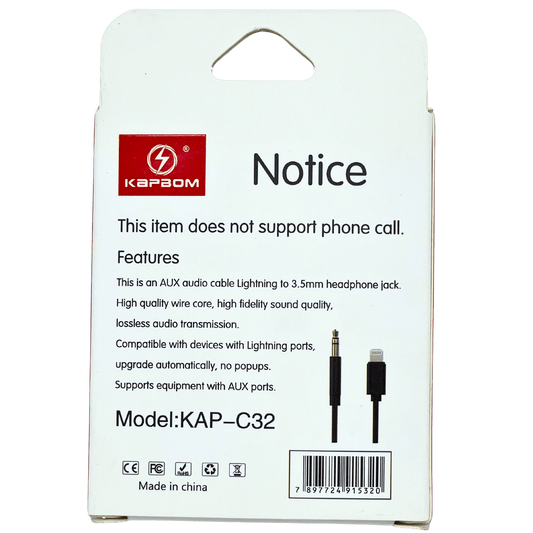 Adap. Iphone para Auxiliar P2 - KAP-C32