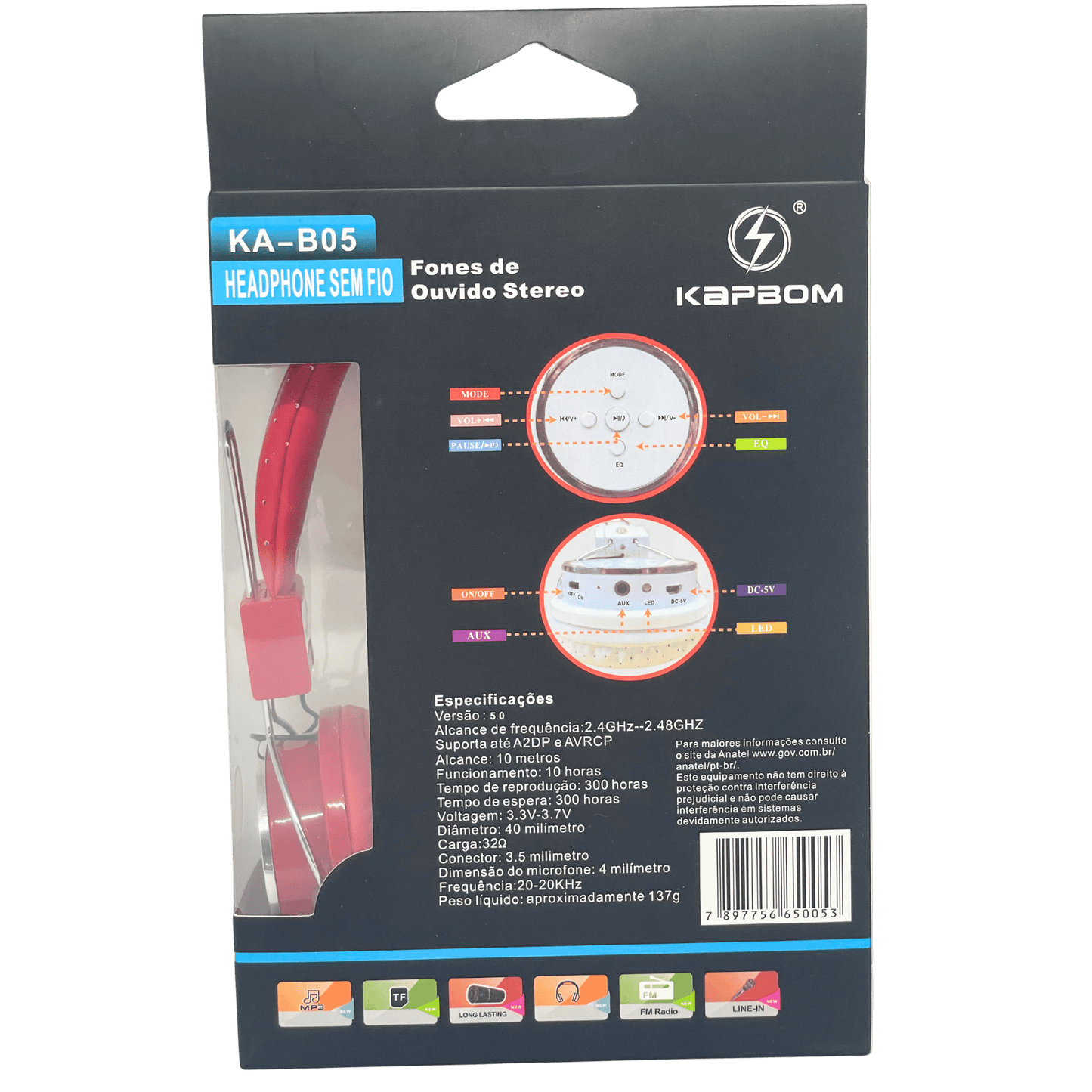 Headphone Fone Bluetooth KA-B05