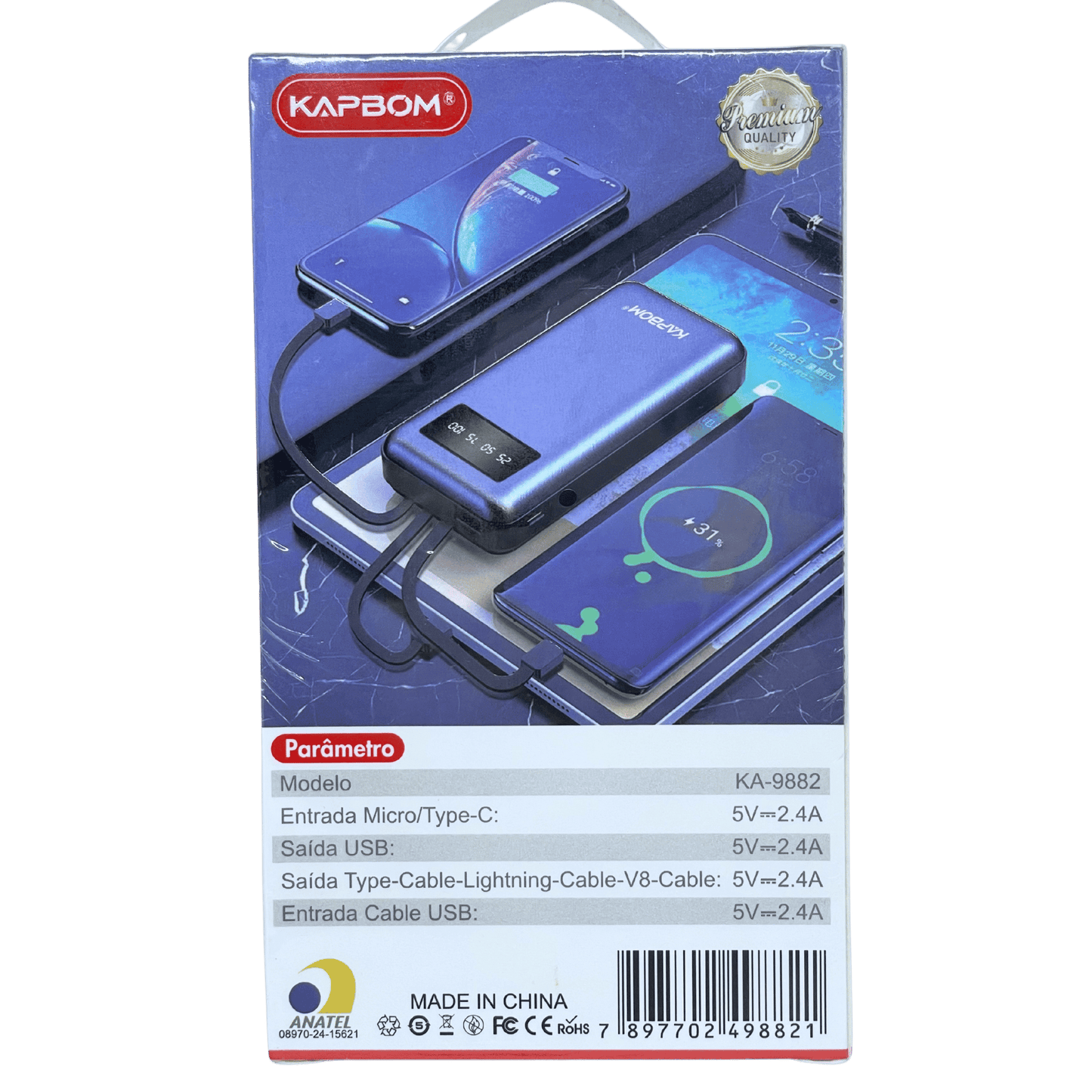 Bateria Portátil 20000mAh Powerbank KA-9882