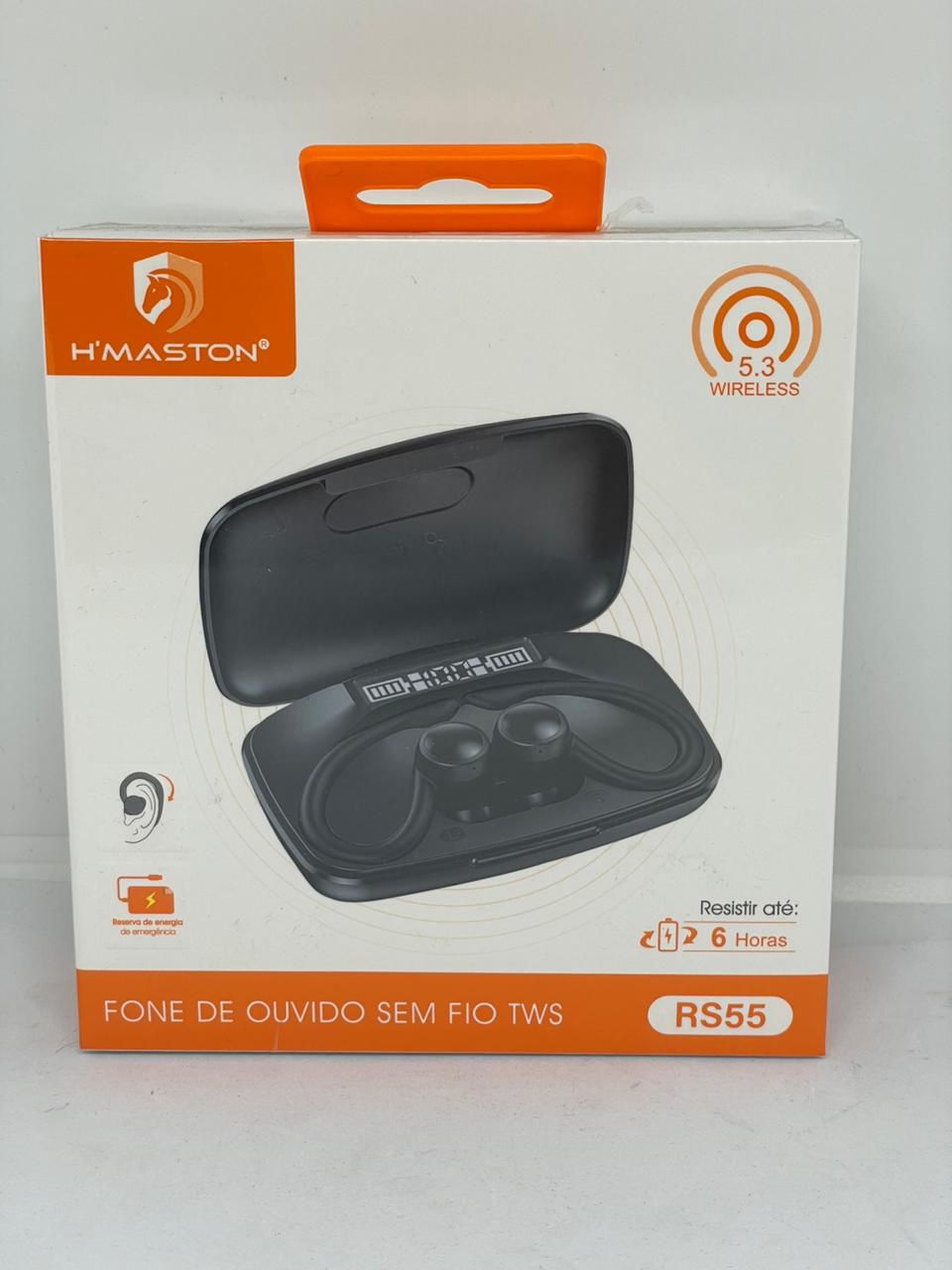 Fone de Ouvido Bluetooth RS55 Sem Fio com Microfone e Case de Carregamento