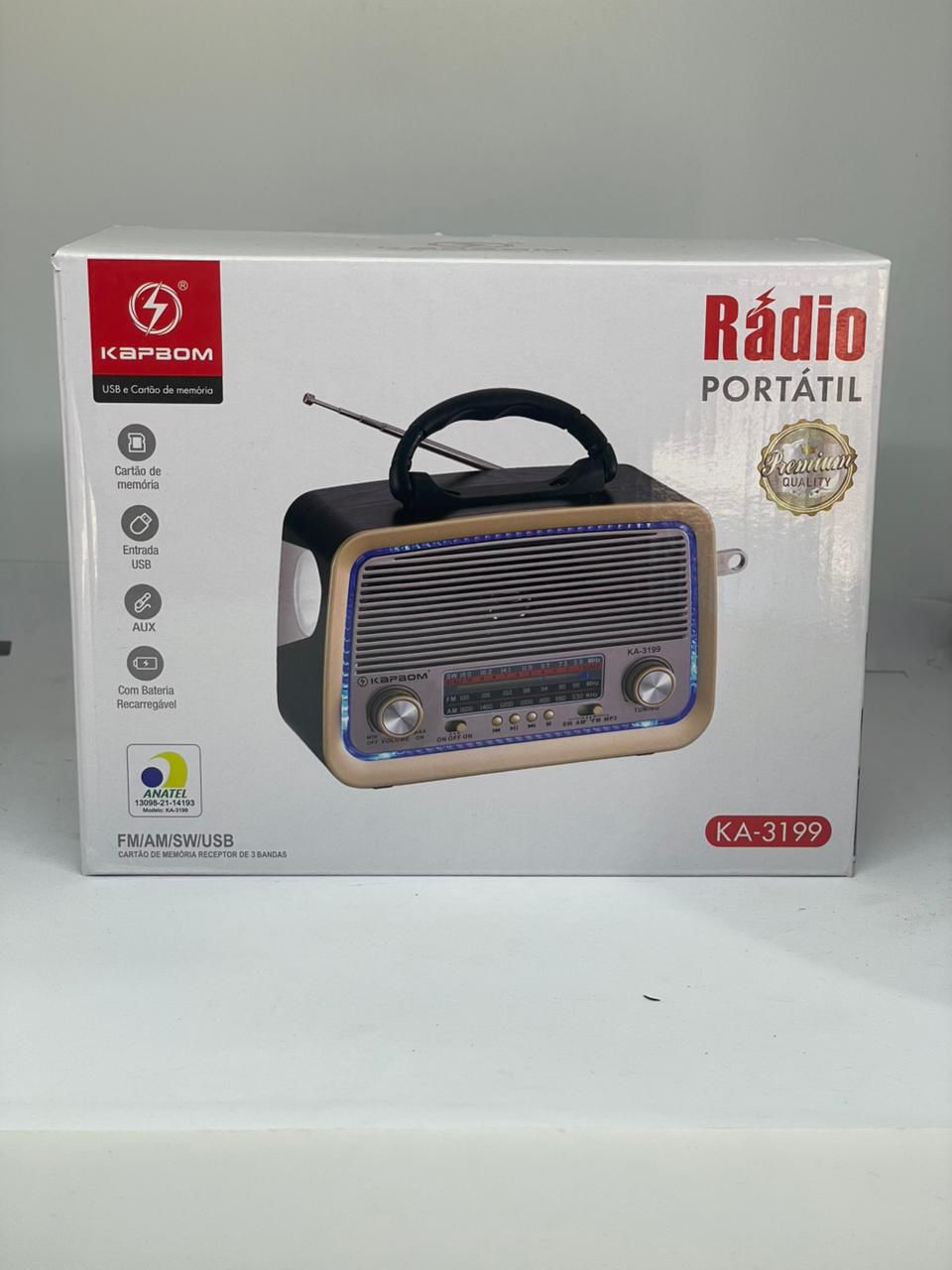 Rádio Portátil KA-3199 AM/FM com Antena Retrátil e Alto-Falante Potente