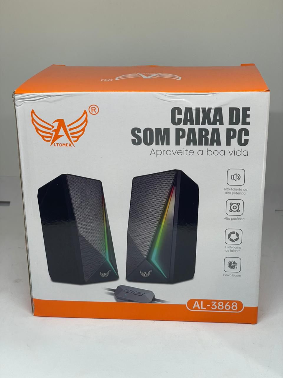 Caixa de Som para PC Altomex AL-3868 — Áudio Potente com LED