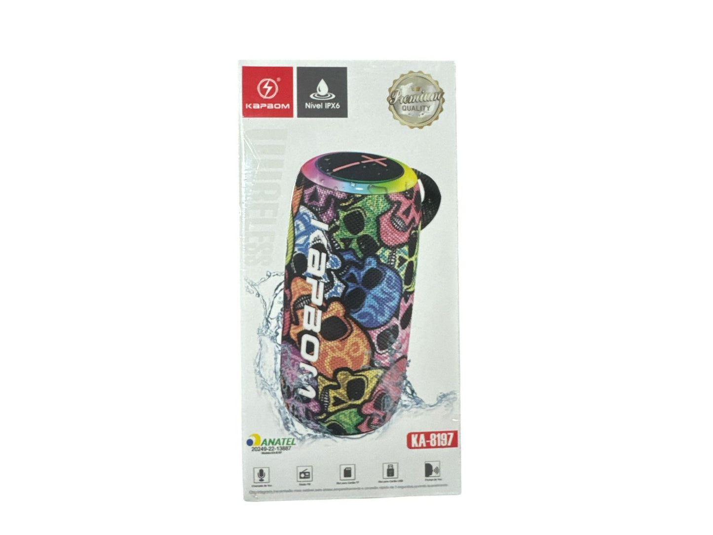 Caixa de Som Bluetooth Kapbom KA-8197 14W RGB Portátil Resistente à Água
