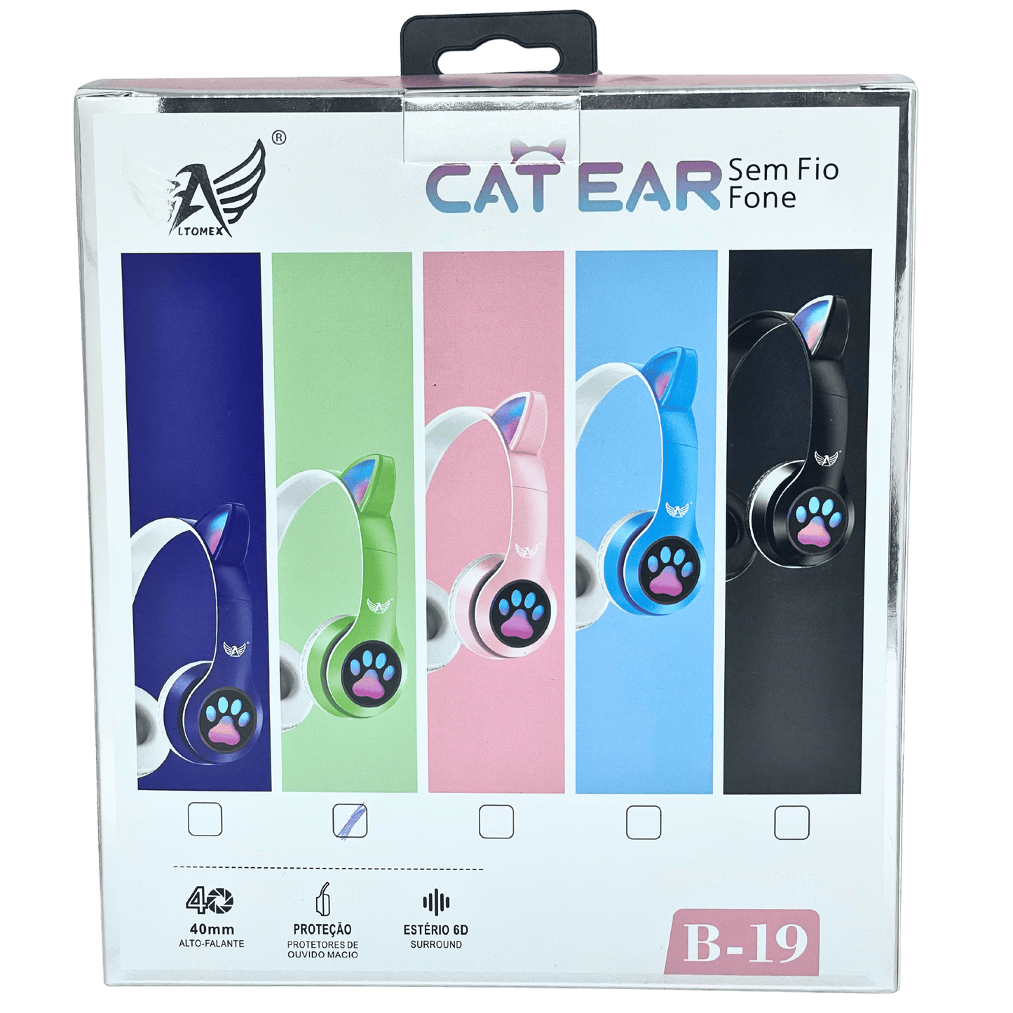 Headphone Fone Bluetooth Gatinho com LED B-19