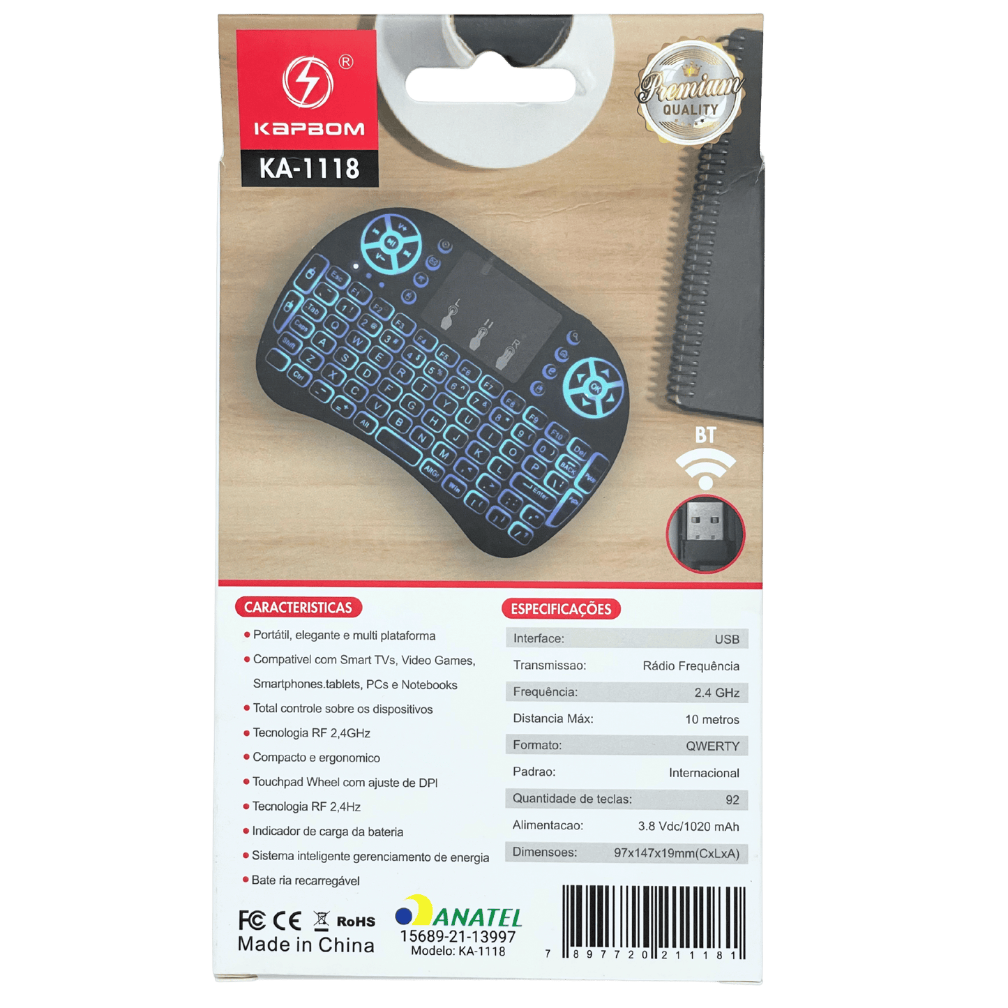 Mini Teclado sem Fio com LED KA-1118
