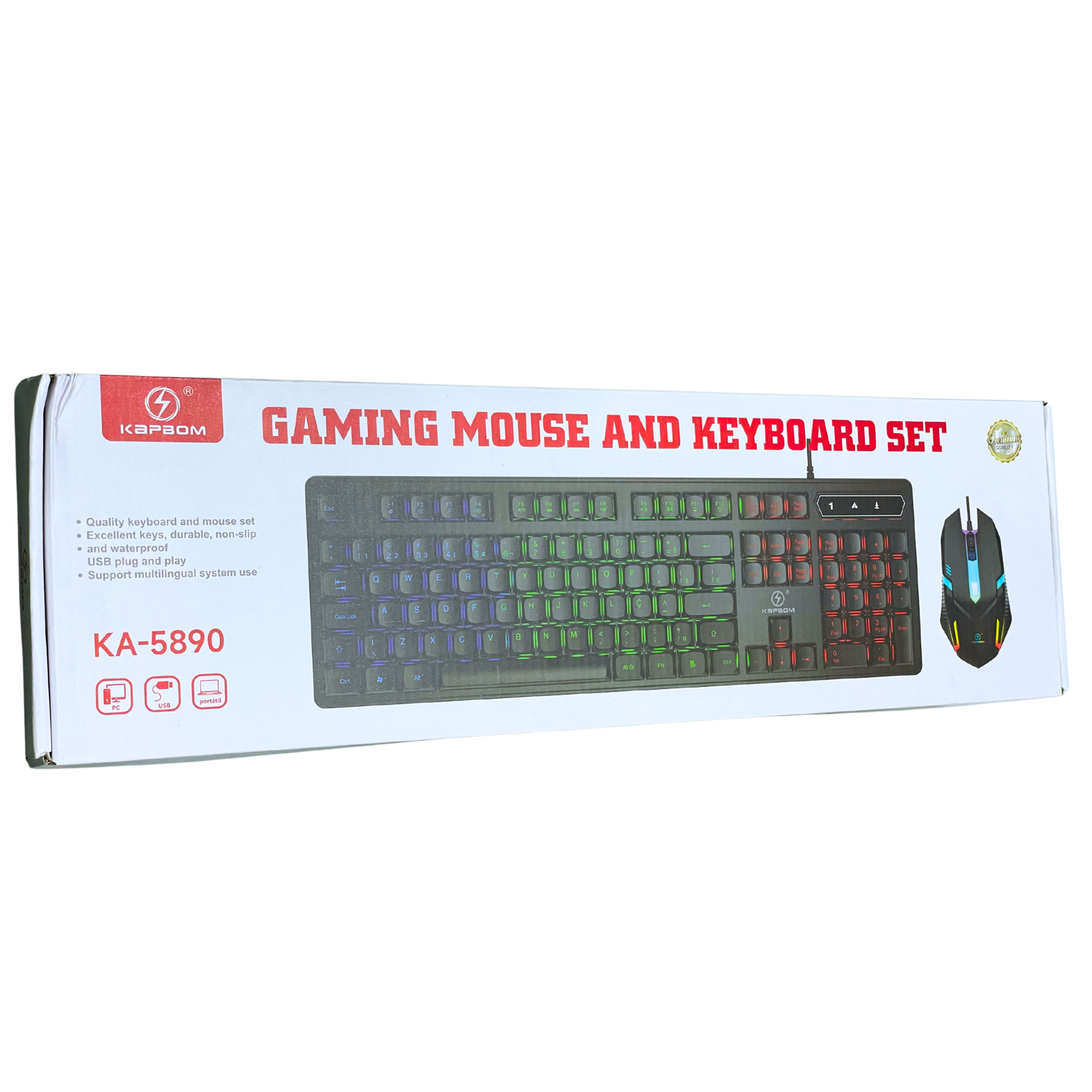 Teclado e Mouse com fio Gamer com LED KA-5890