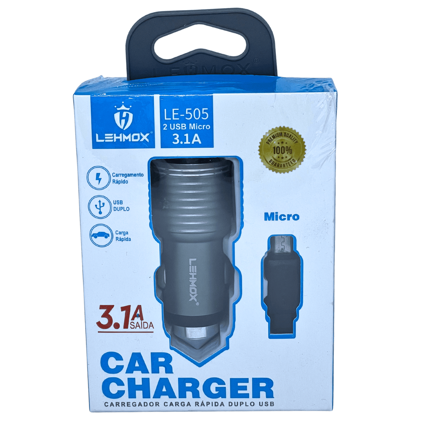 Carregador Veicular MicroUSB V8 Lemox LE-505