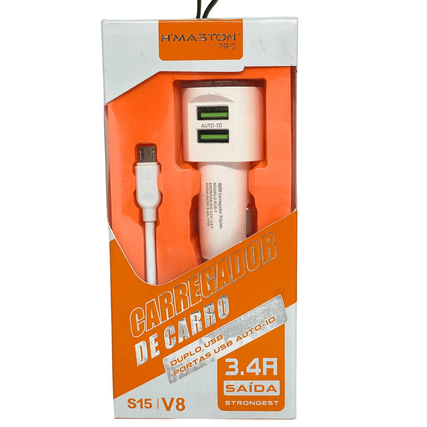Carregador Veicular MicroUSB V8 Hmaston S15