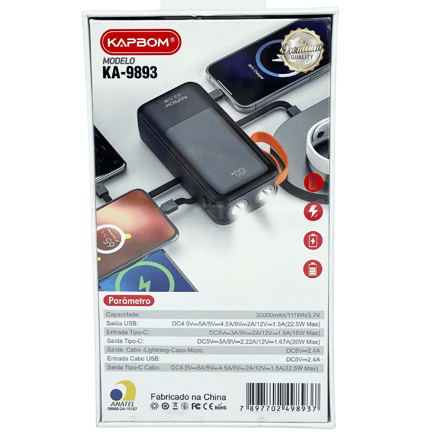Bateria Portátil 30000mAh PowerBank KA-9893