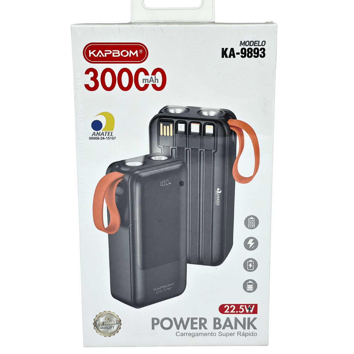 Bateria Portátil 30000mAh PowerBank KA-9893