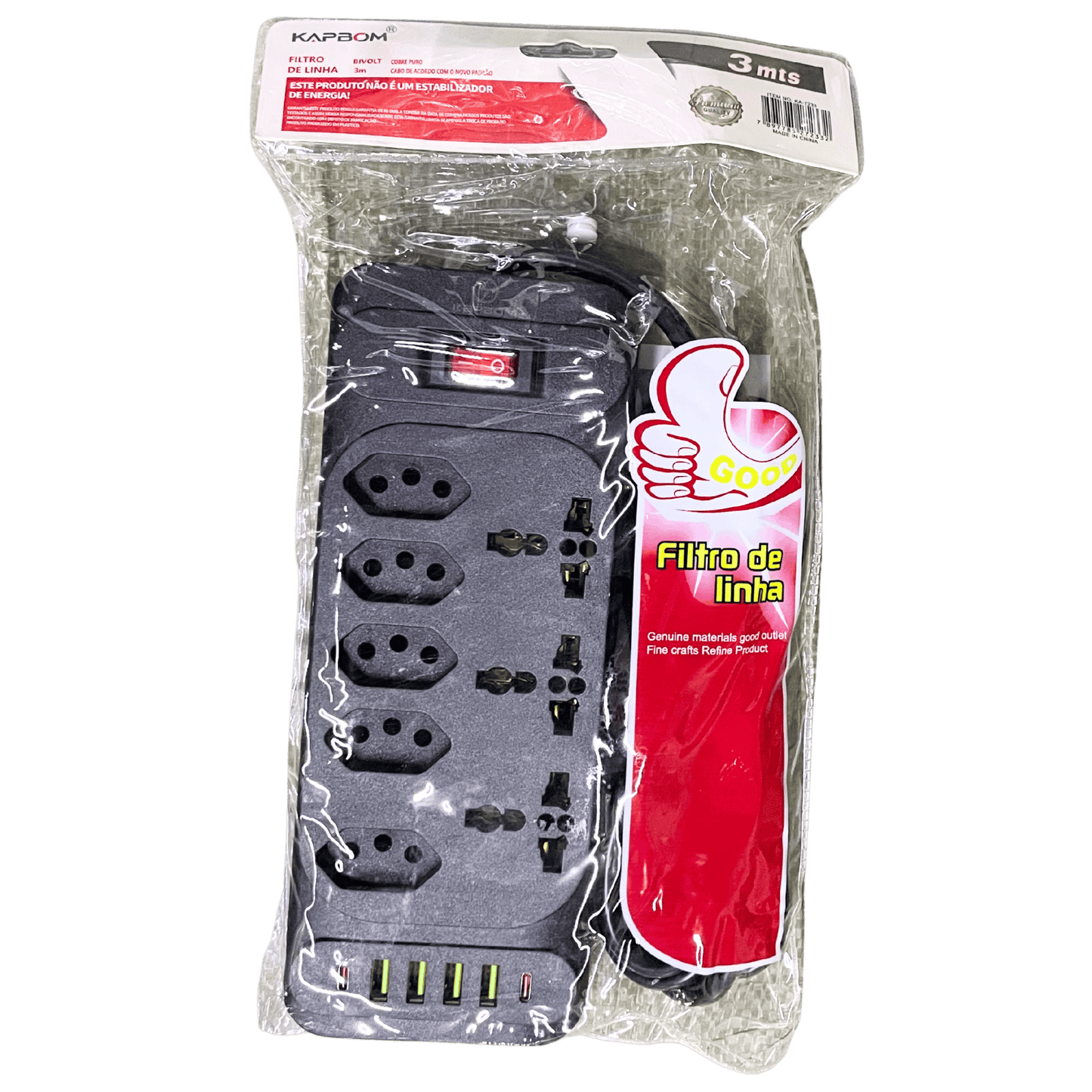 Filtro de Linha 8 Entradas + USB e Tipo C