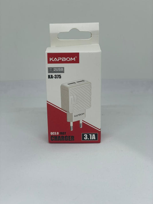 Fonte Kapbom 2 USB Carregador de Parede Rápido para Celular e Dispositivos