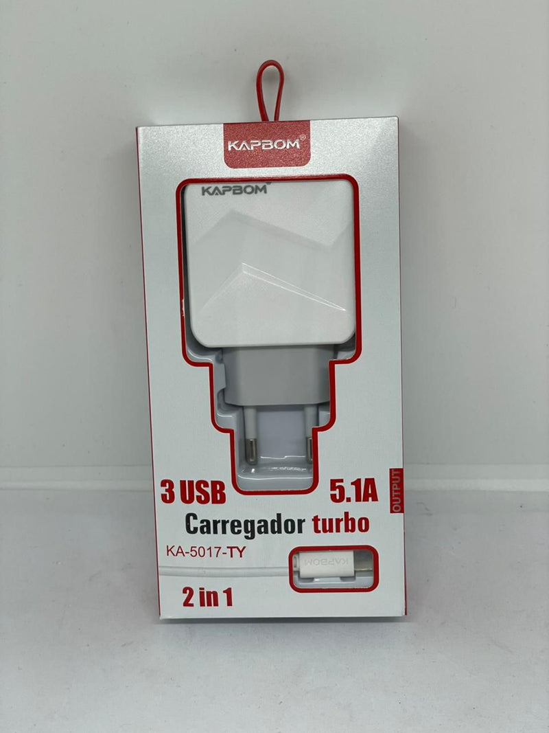 Carregador Kapbom Turbo Tipo-C Rápido para Celulares e Dispositivos