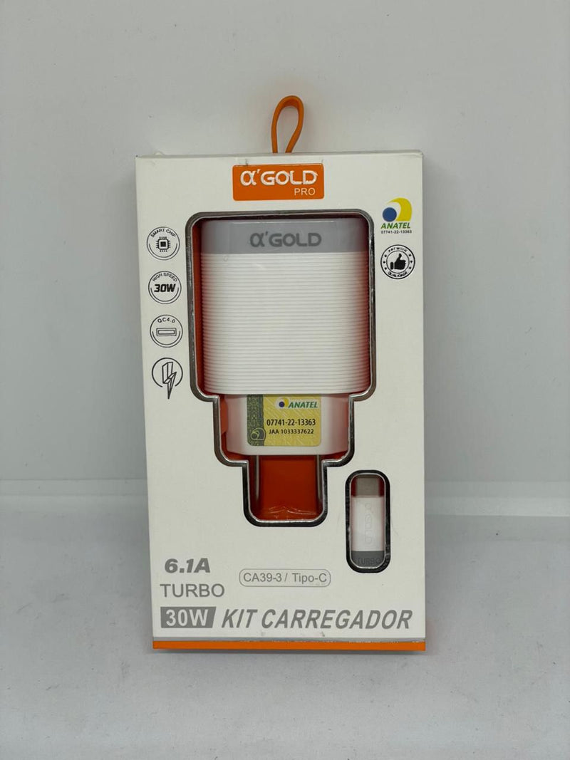 Carregador A Gold Tipo-C Turbo Rápido para Celulares e Dispositivos