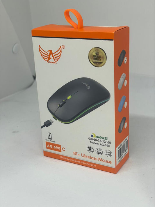 Mouse Sem Fio Recarregável AG-690C USB Óptico Compacto
