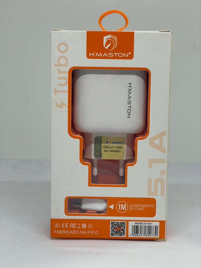 Carregador Hmaston V8 USB Rápido para Celulares e Dispositivos