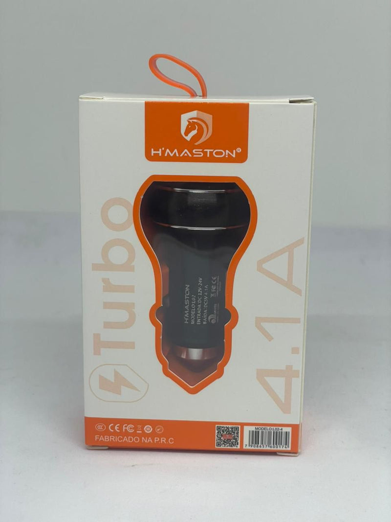 Fonte Veicular Hmaston Turbo L02-4 com 2 USB Carregador Rápido para Carro