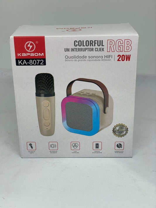 Mini Caixa de Som Karaokê KA-8072 — Com 1 Microfone e Som Potente