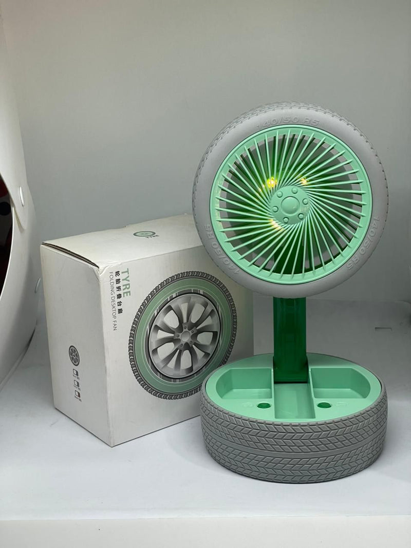 Ventilador Portátil Recarregável de Pneu com LED — Potente, Silencioso e Compacto