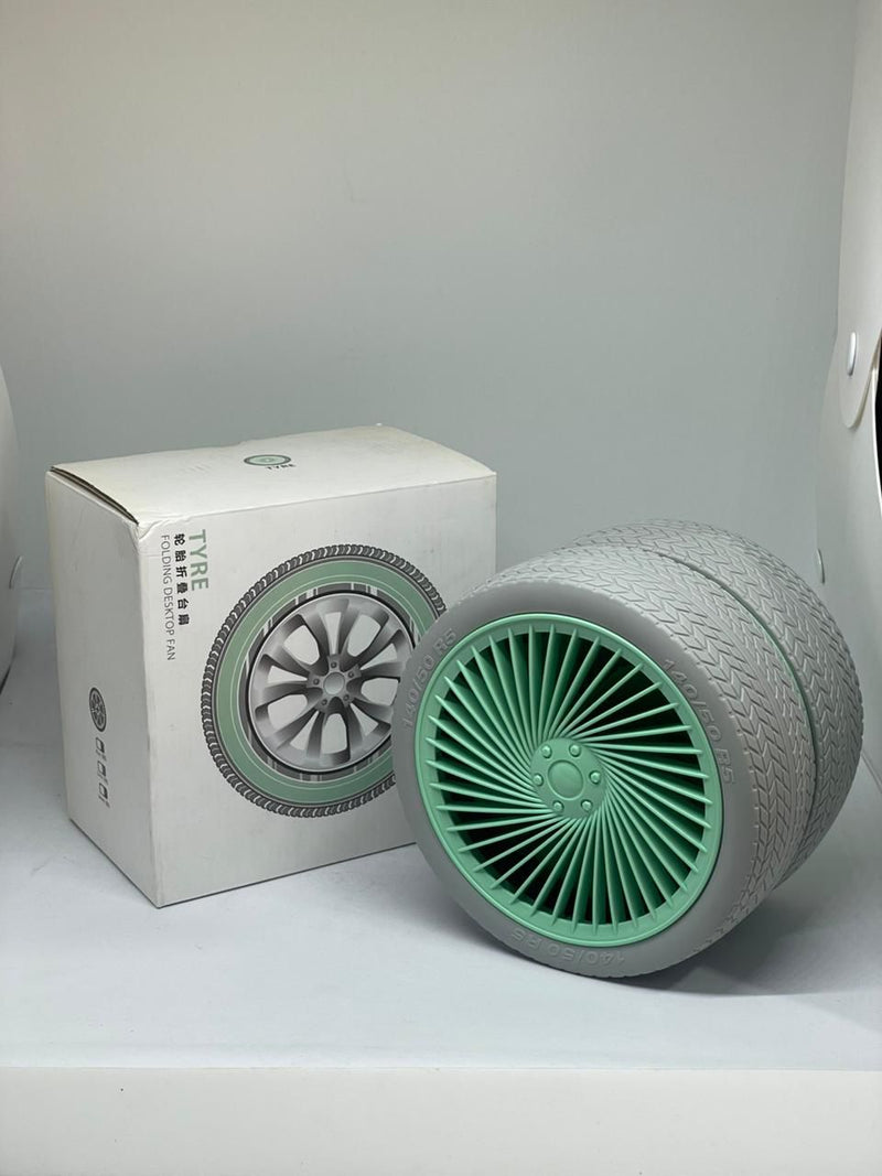 Ventilador Portátil Recarregável de Pneu com LED — Potente, Silencioso e Compacto