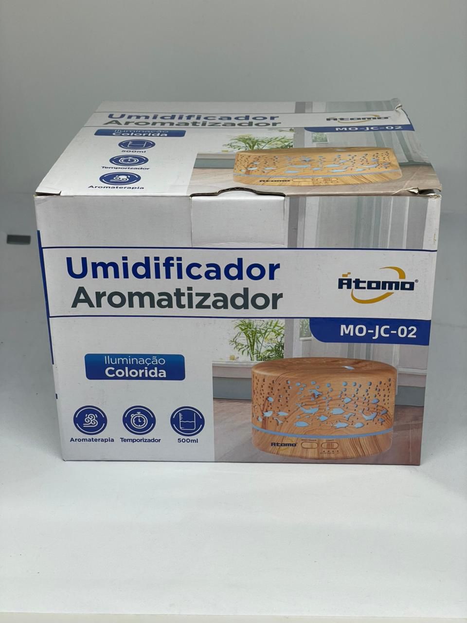 Umidificador de Ar Portátil MO-JC-02 com LED Colorido e USB Silencioso