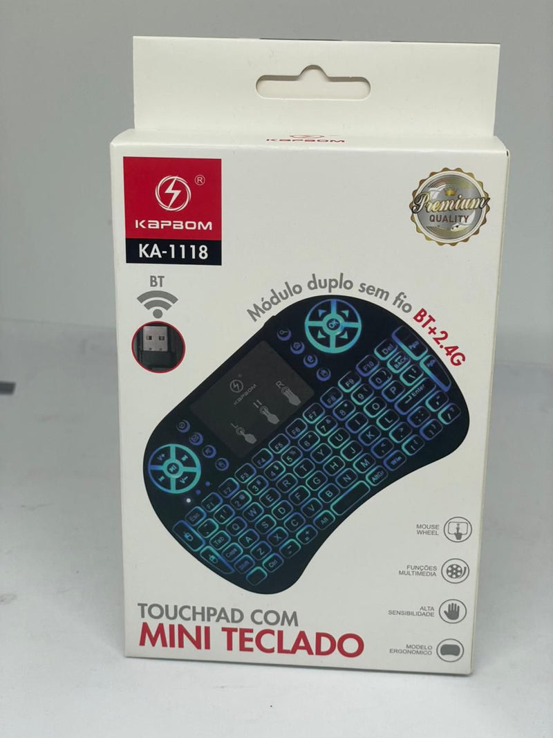 Mini Teclado com LED — Portátil, Compacto e Recarregável para PC, Tablet e Smart TV