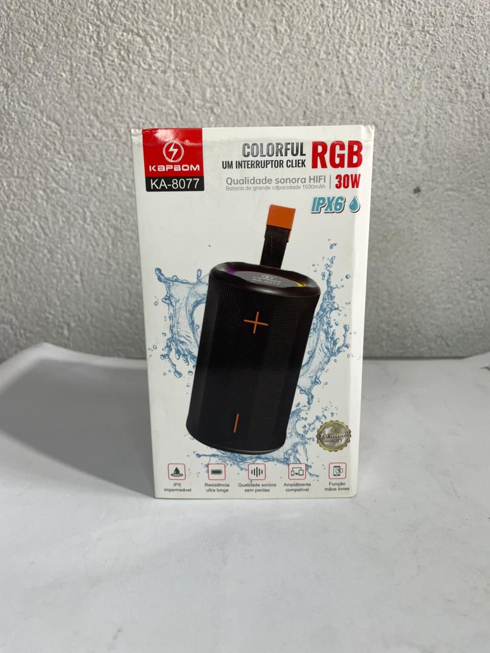 Caixa de Som KA-8077 — Bluetooth, Portátil e Potente com LED