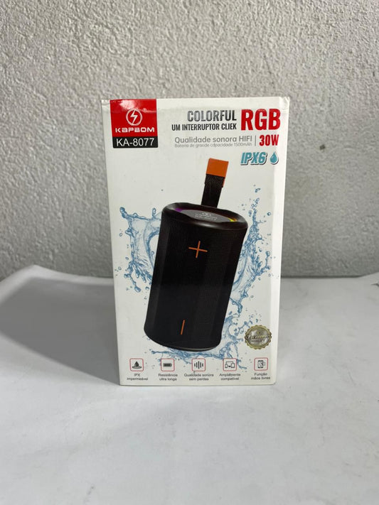 Caixa de Som KA-8077 — Bluetooth, Portátil e Potente com LED