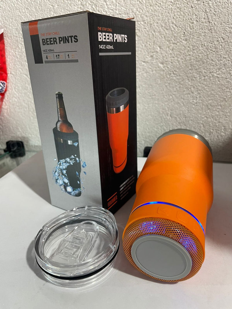 Copo Long Neck com 2 Tampas + Caixa de Som — Portátil, Estiloso e Funcional