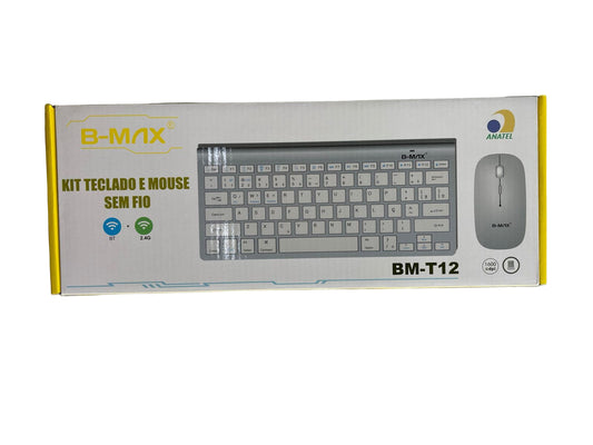Kit Teclado e Mouse BM-T12 — Conexão Bluetooth e USB, Compacto e Portátil