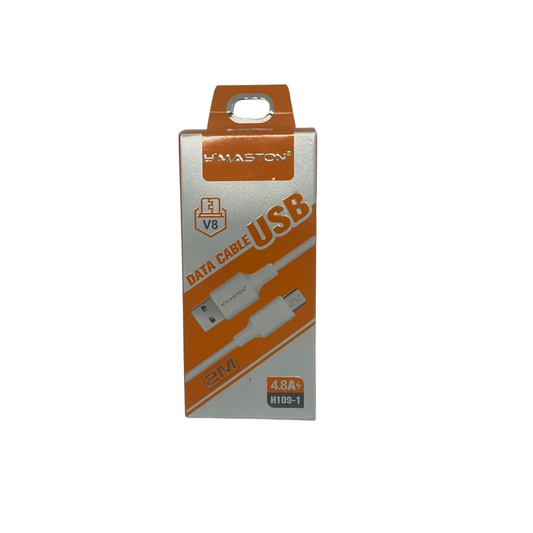 Cabo Hmaston V8 2 Metros – Carregamento Rápido e Resistente