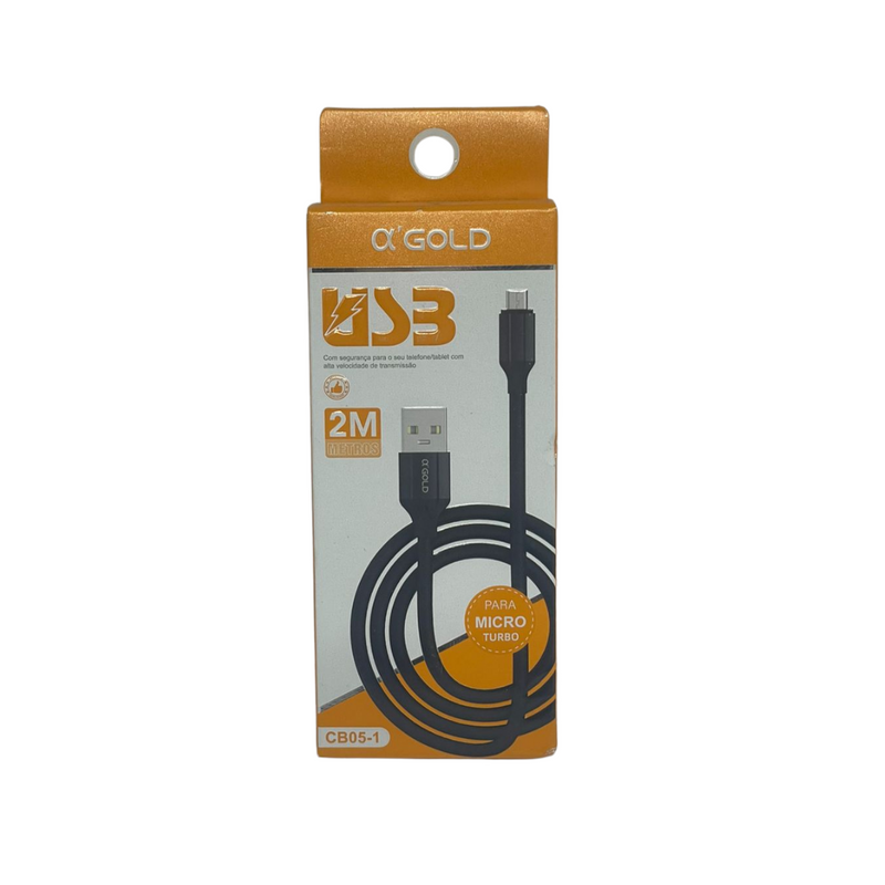 Cabo A’Gold V8 2 Metros – Carregamento Rápido e Resistente