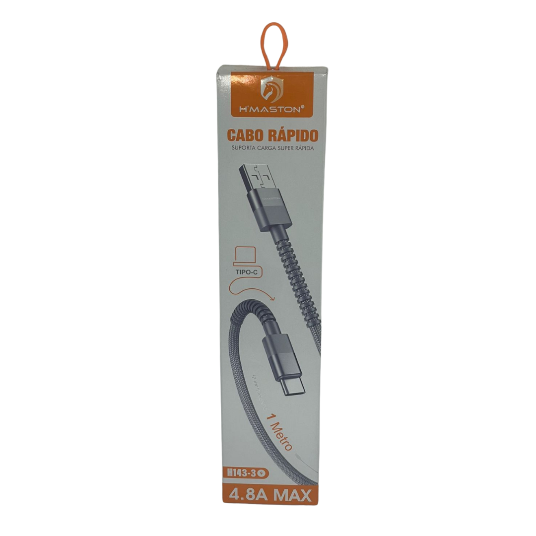 Cabo Hmaston Turbo Tipo-C – Carregamento Rápido e Seguro
