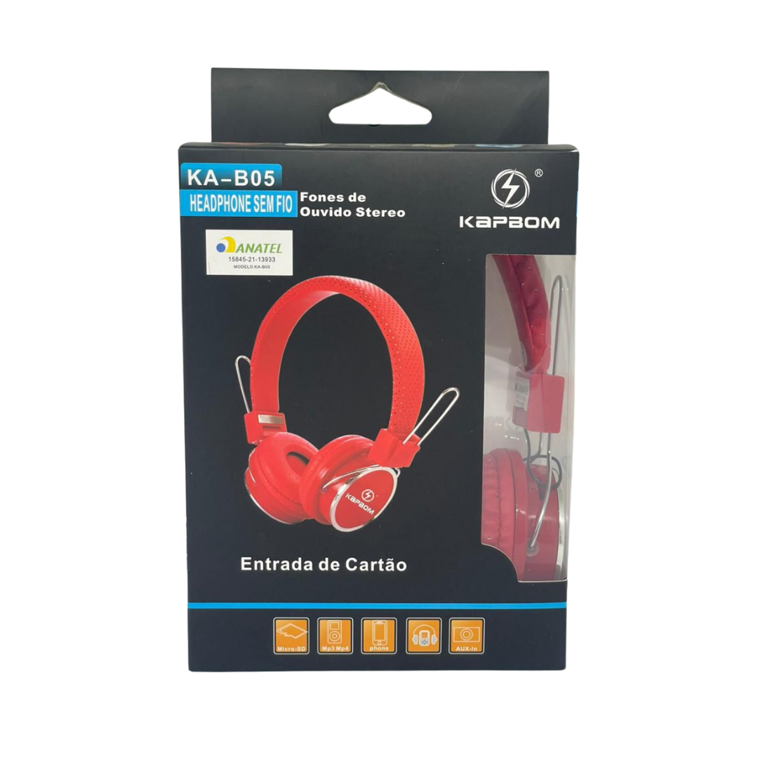 Fone B-05 bluet com entrada para cartão de memória e rádio fm