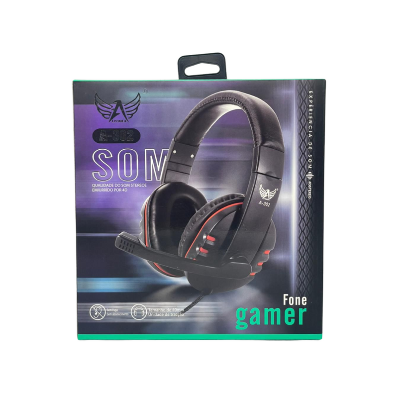 Fone Gamer Altomex A-302 com Fio (P2) – Conforto e Áudio para Jogos