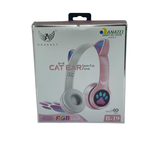 Fone de Gatinho Bluetooth – Estilo Divertido e Conectividade Sem Fios