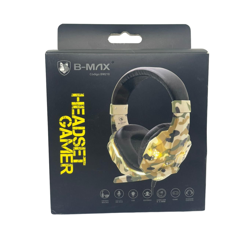 Fone Gamer BM218 com LED – Conexão P2 e USB