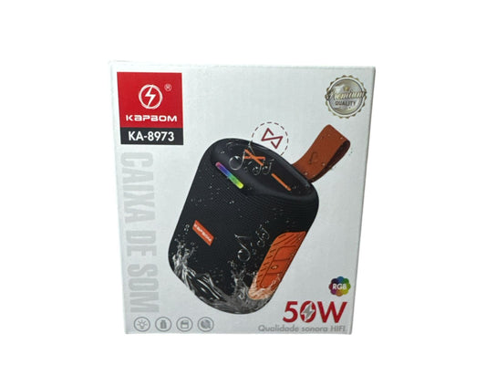Caixa de Som Bluetooth Kapbom KA-8973 50W RGB Portátil com LED