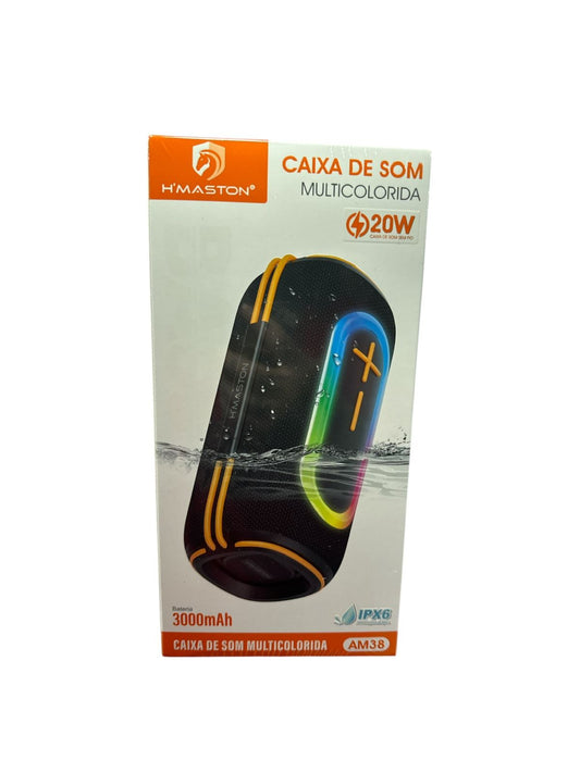 Caixa de Som Bluetooth H’maston AM38 20W RGB Resistente à Água IPX6
