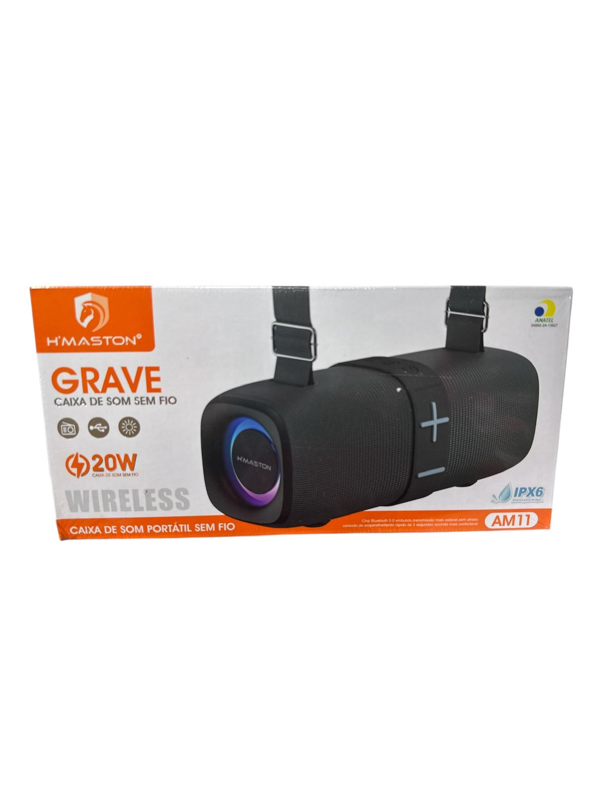 Caixa de Som Bluetooth H’maston AM11 20W RGB Portátil Resistente à Água