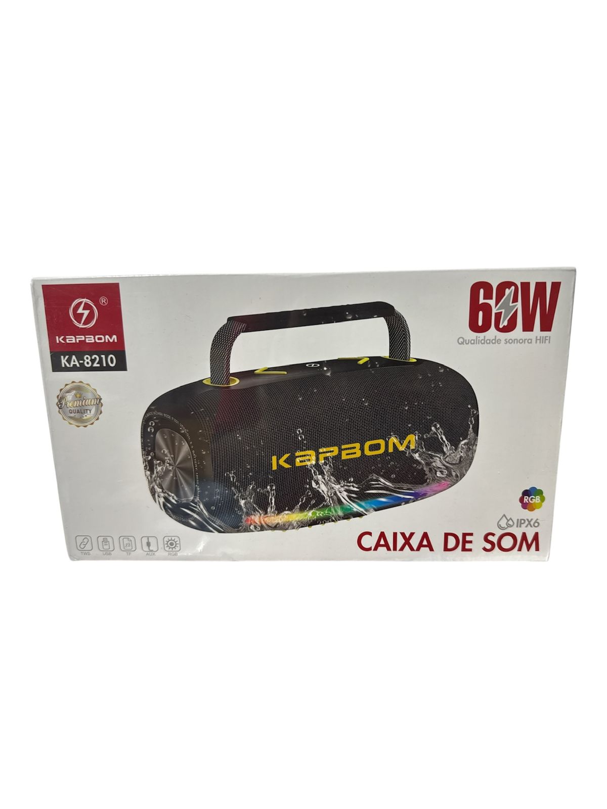 Caixa de Som Bluetooth Kapbom KA-8210 Portátil Resistente à Água
