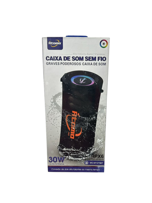 Caixa de Som Bluetooth Átomo MO-MY275BT Portátil 30W Resistente à Água