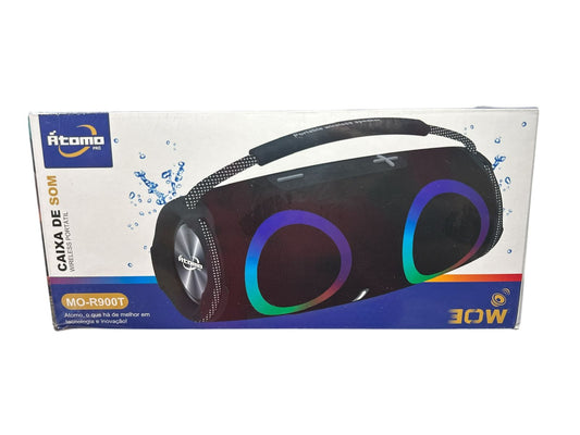 Caixa de Som Bluetooth Átomo MO-R900T 30W RGB Portátil Resistente à Água