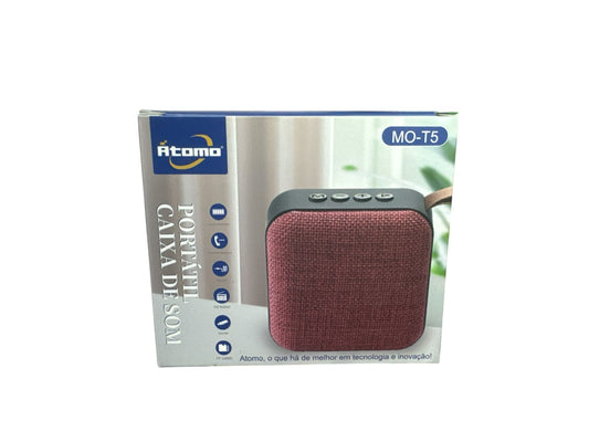 Caixa de Som Bluetooth Átomo MO-T5 Portátil com Rádio FM USB e Cartão SD