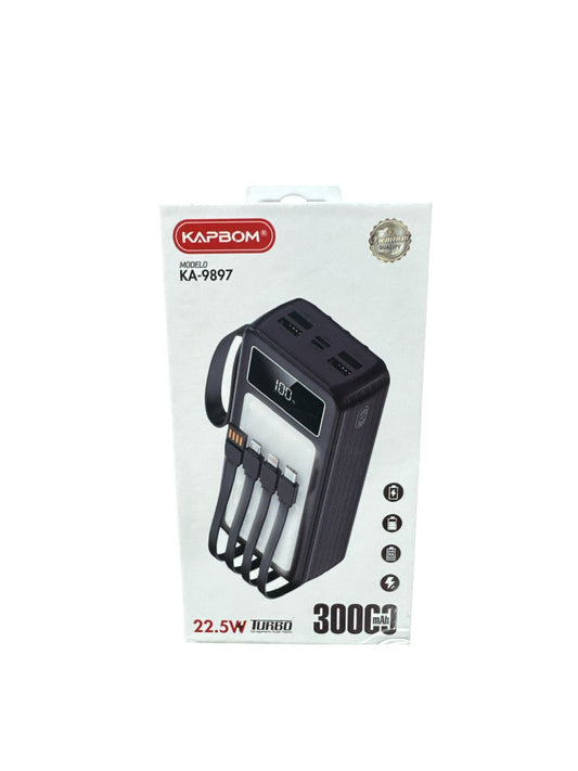 Carregador Portátil Power Bank Kapbom KA-9897 30.000mAh Carga Rápida 22.5W