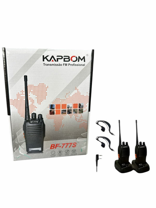 Rádio Comunicador Kapbom Baofeng Portátil – Longo Alcance com Bateria Recarregável