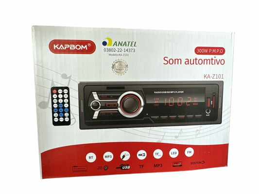Rádio Automotivo Kapbom KA‑Z101 com Bluetooth – FM/USB/AUX