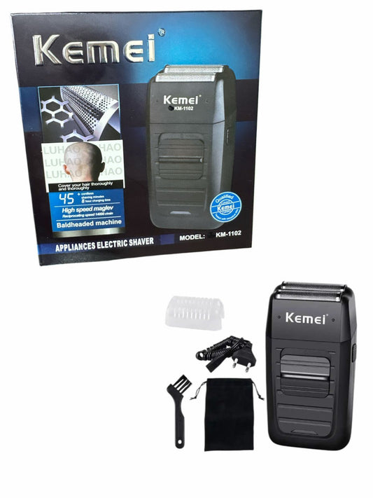 Máquina de Barba Kemei KM‑1102 – Aparador Elétrico Recarregável