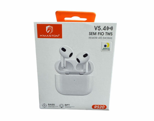 Fone Bluetooth Hmaston TWS – Som Estéreo e Estojo de Carregamento