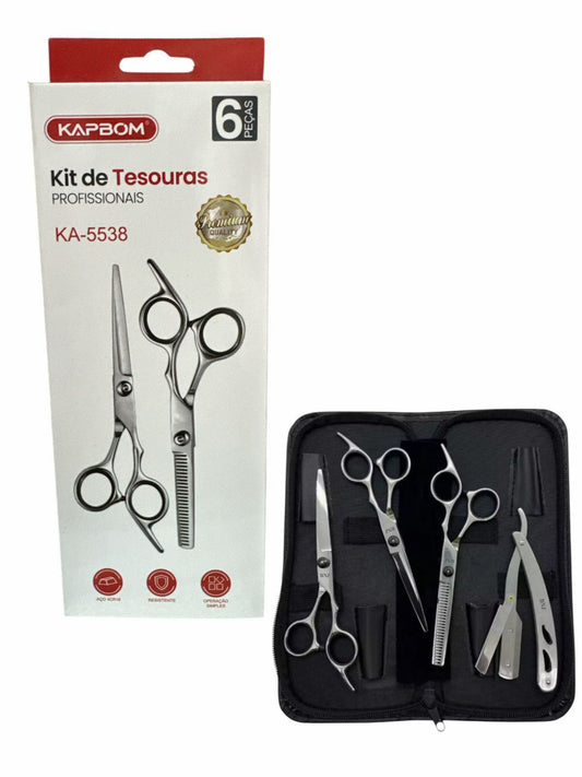 Kit de Tesouras Profissionais Kapbom KA‑5538 – Corte Preciso e Durável